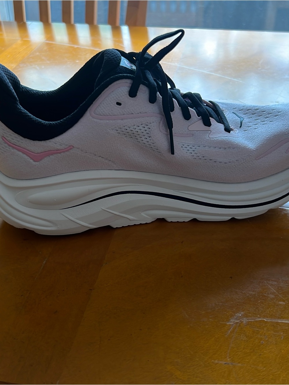 Women's Pink and Black Cushioned Athletic Walking Shoe. Hoka
